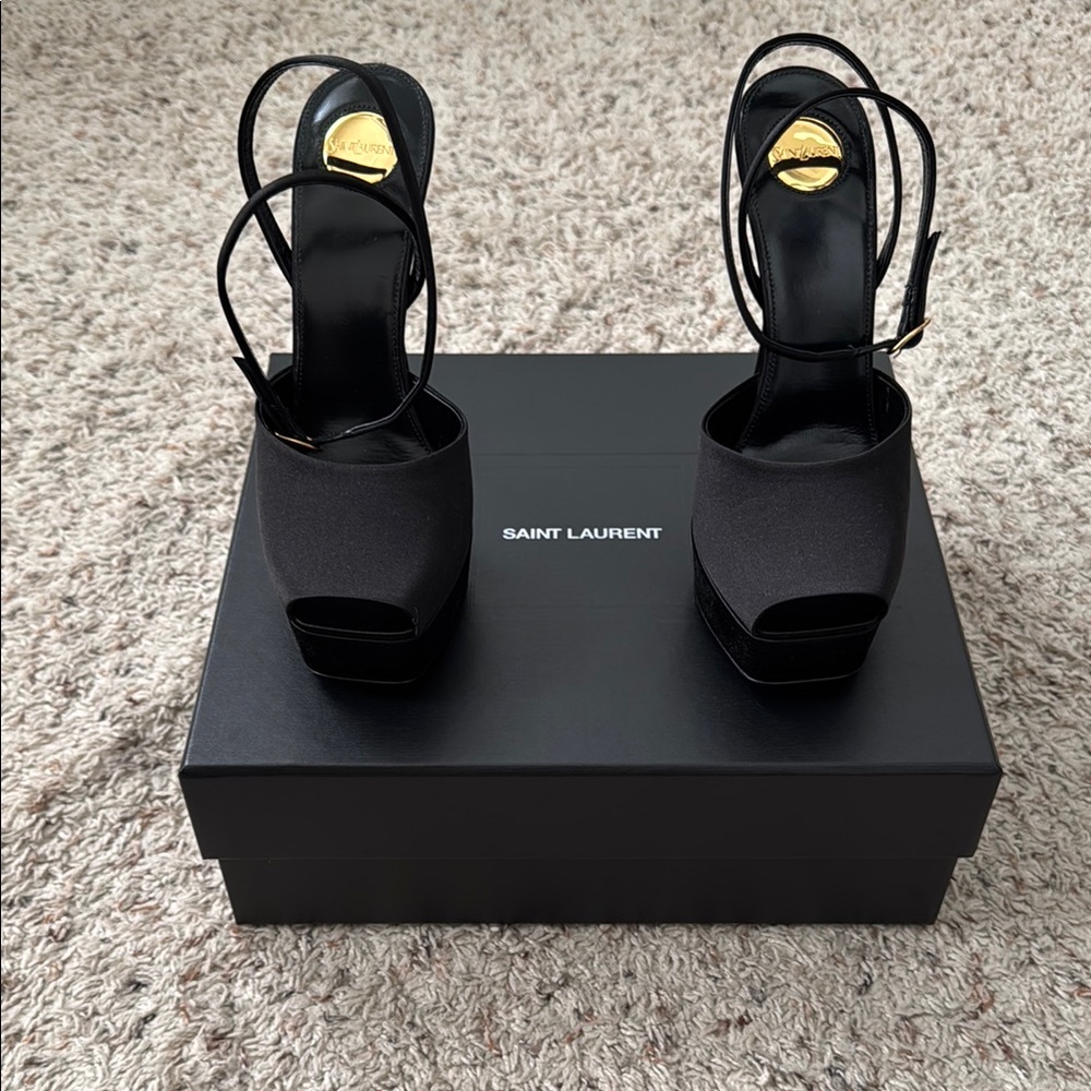 Saint Laurent La Scandale 135 Satin Crepe Platform Sandals